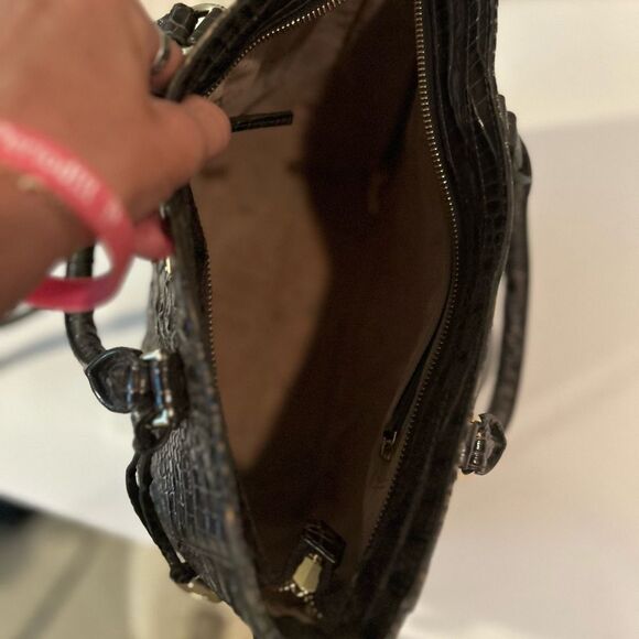 Brahmin Elegant Leather Croc embossed brown handbag shoulder bag - Picture 9 of 11